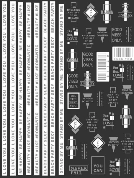 Nagelsticker - Aufkleber selbstklebend - Nail Sticker - Weiss Silber Streifen Geometisch